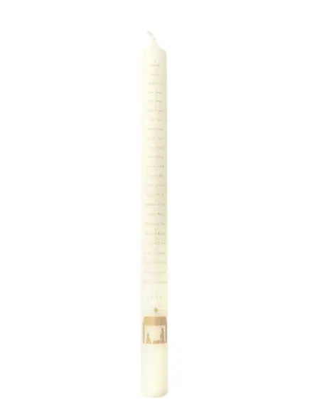 Advent Candle - Ivory Names of Jesus *Nativity Scene*